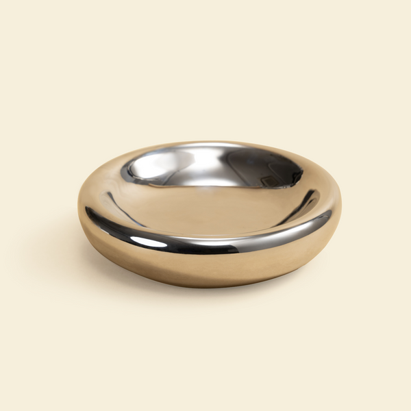 Pebble Pet Bowl Flat - Chrome